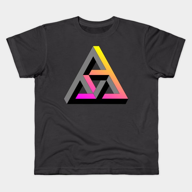 Even more impossible triangle with magenta to yellow gradient Kids T-Shirt by TRIME